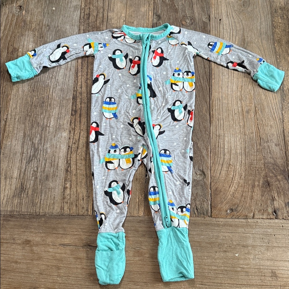 Little Sleepies Teal and White Baby Onesie